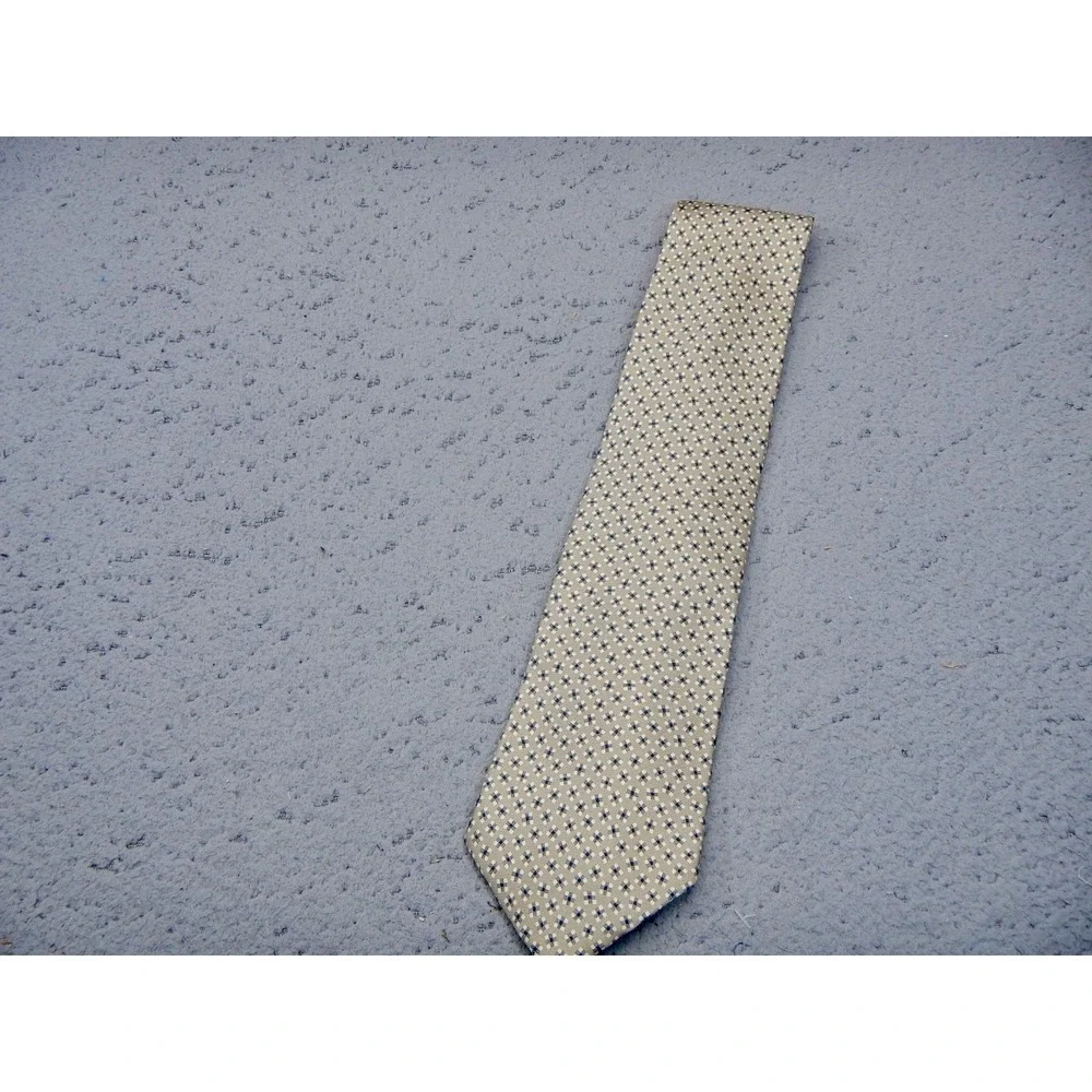 Polo Ralph Lauren Tie Beige Geometric Foulard Silk Necktie Classic Hand Finished